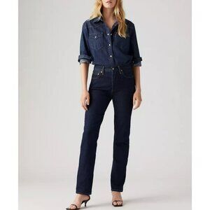 Levi's 26x28 Premium 501 Original Fit Women's Jeans Deep Breath - Dark Wash
